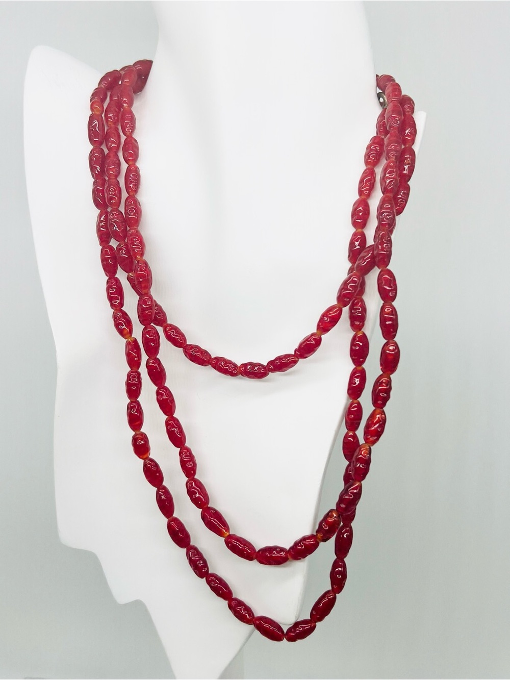 382. Vintage Czech Glass Bead Necklace 1950s to e1970s Era - 58”